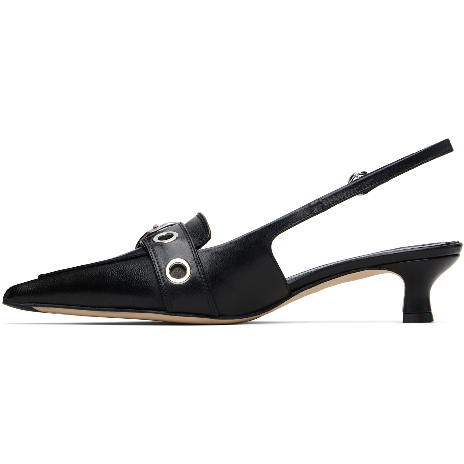  Aeyde Black Davina Eyelet Slingback Heels 
