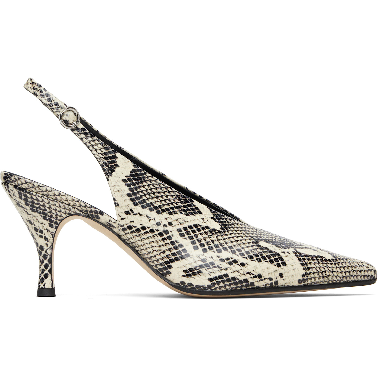 Aeyde Off-White & Black Carla Heels