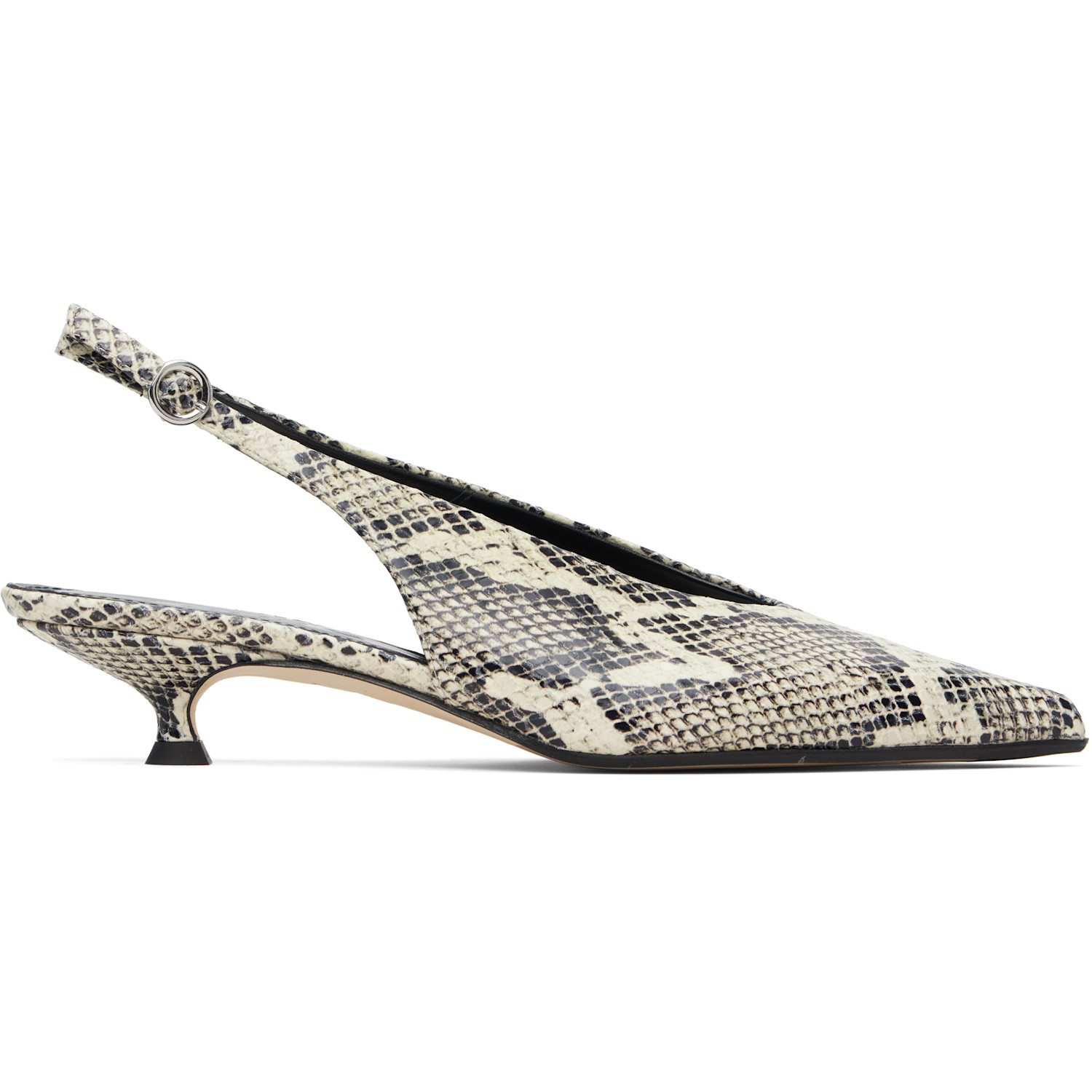 Aeyde Off-White & Black Camila Heels