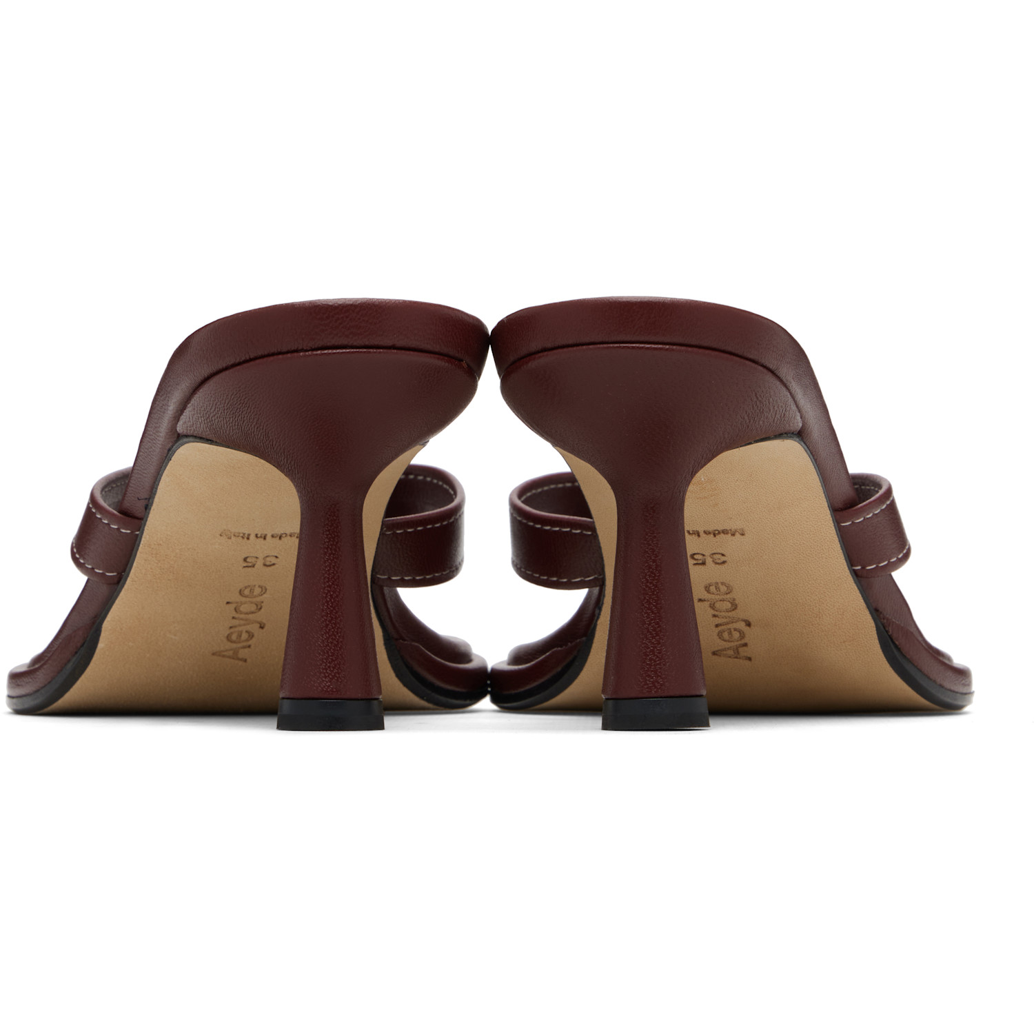  Aeyde Burgundy Daphne Leather Thong Heeled Sandals 