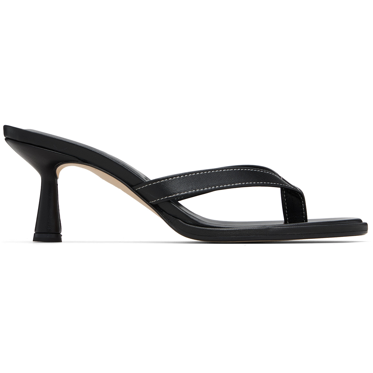 Aeyde Black Daphne Leather Thong Heeled Sandals
