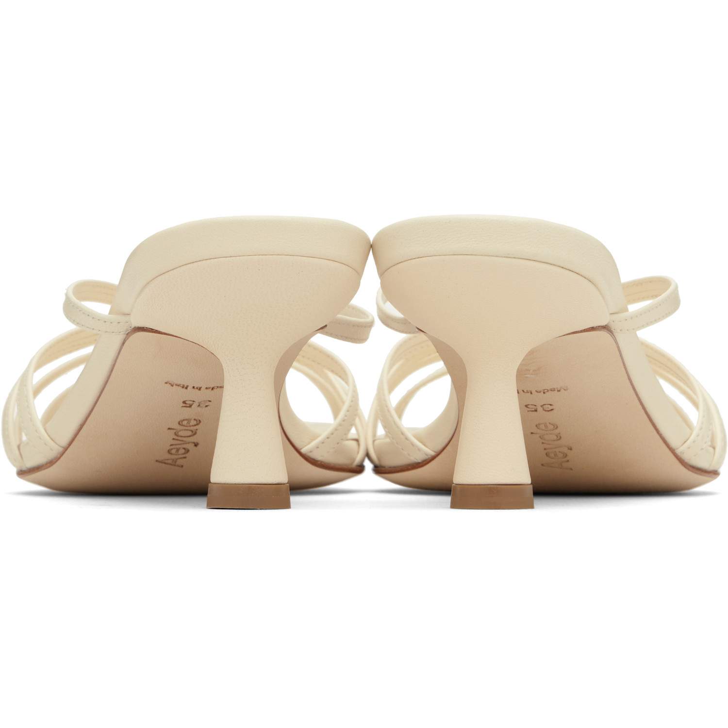  Aeyde Off-white Abby Leather Heeled Sandals 