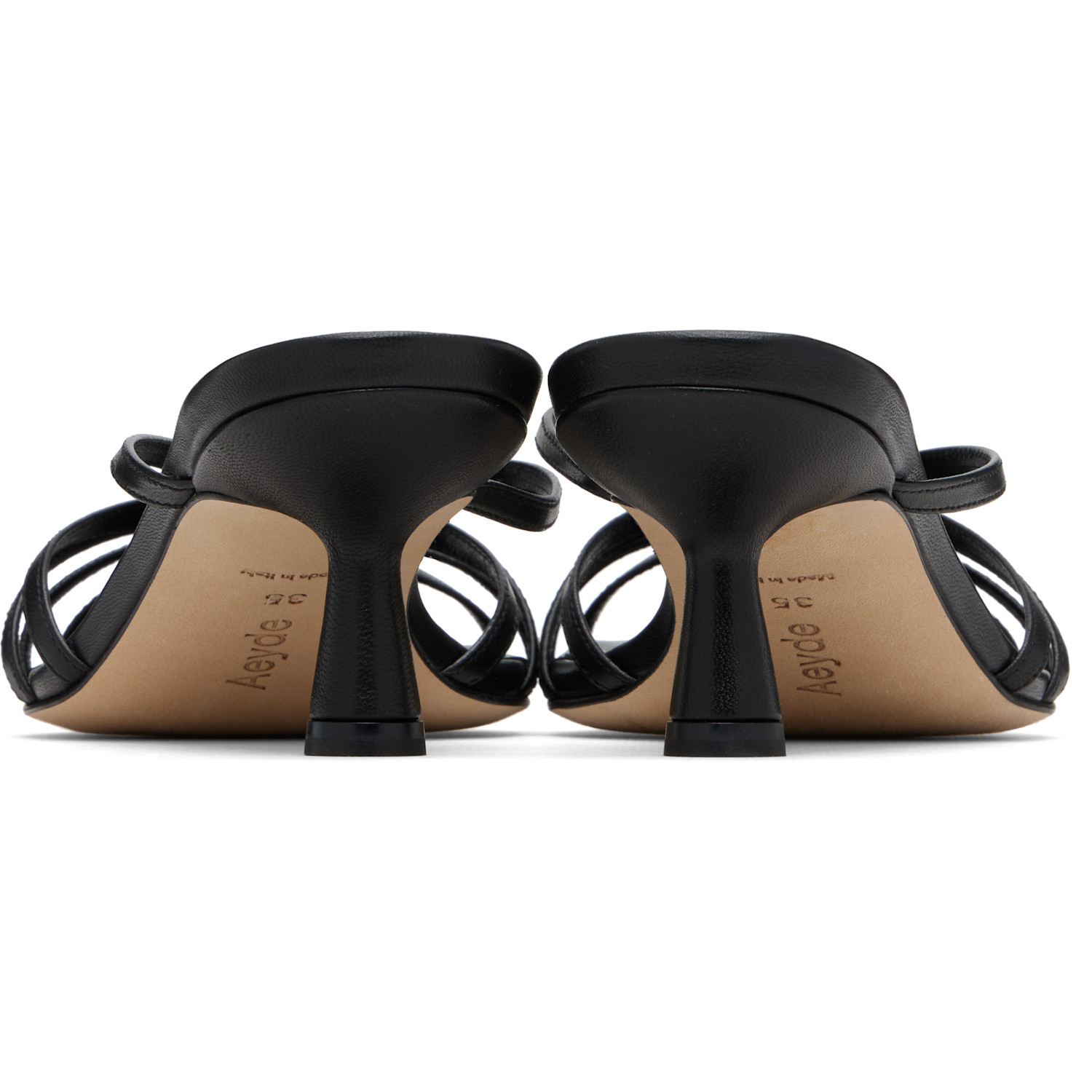  Aeyde Black Abby Leather Heeled Sandals 