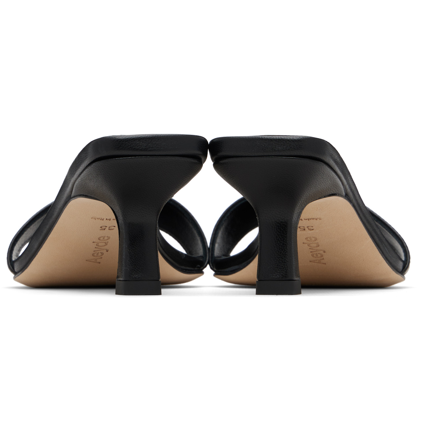  Aeyde Black Gilly Leather Heeled Sandals 