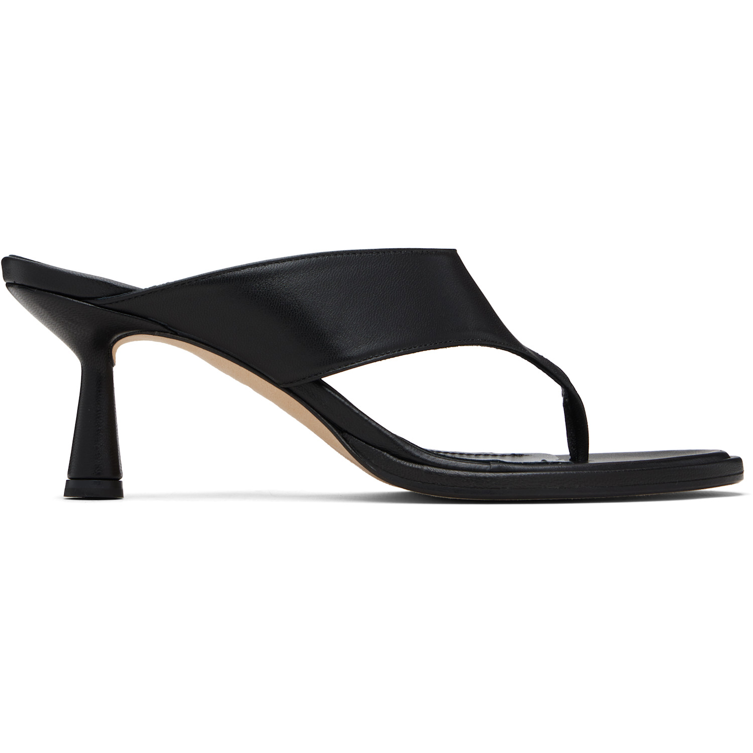 Aeyde Black Olenna Thong Heeled Sandals