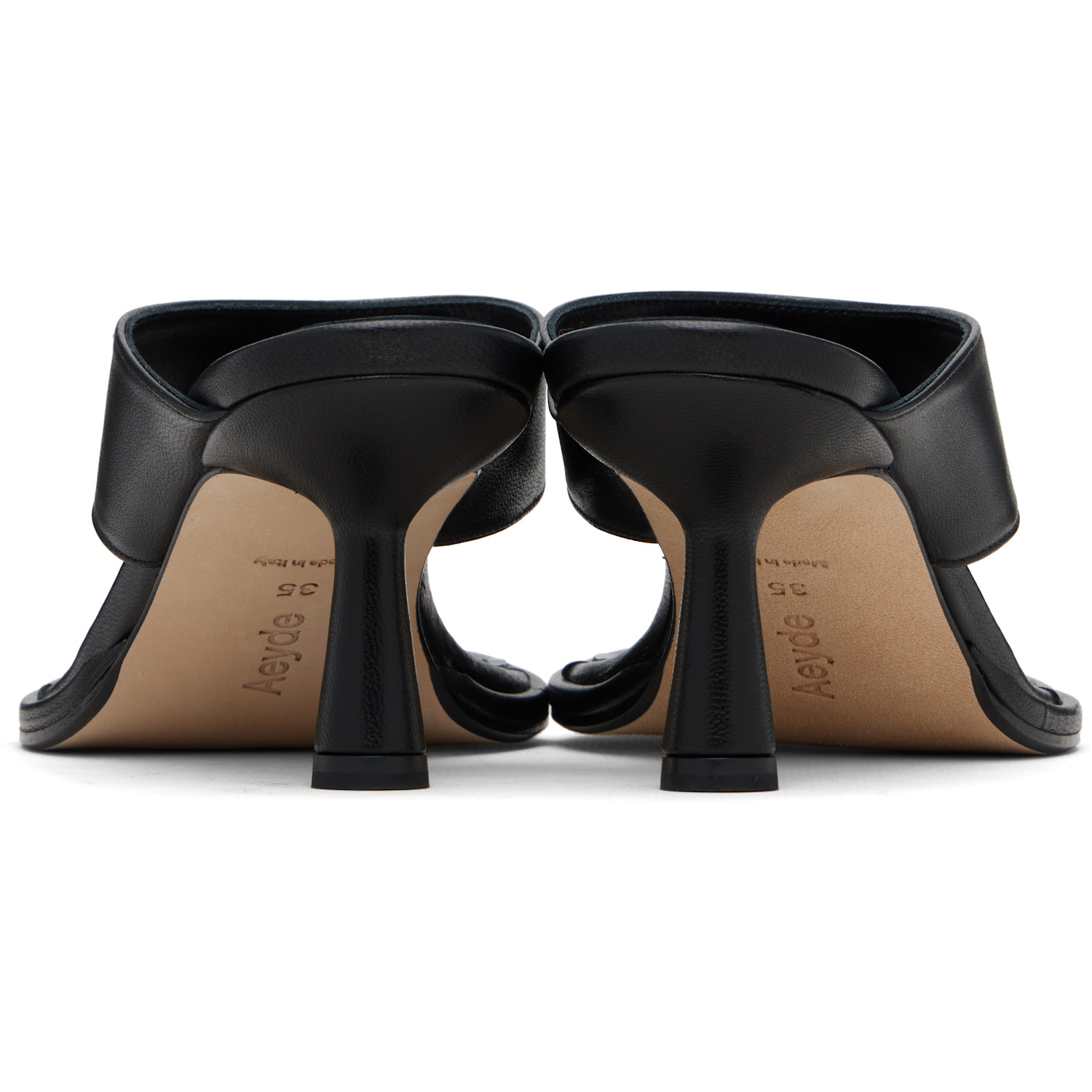  Aeyde Black Olenna Thong Heeled Sandals 