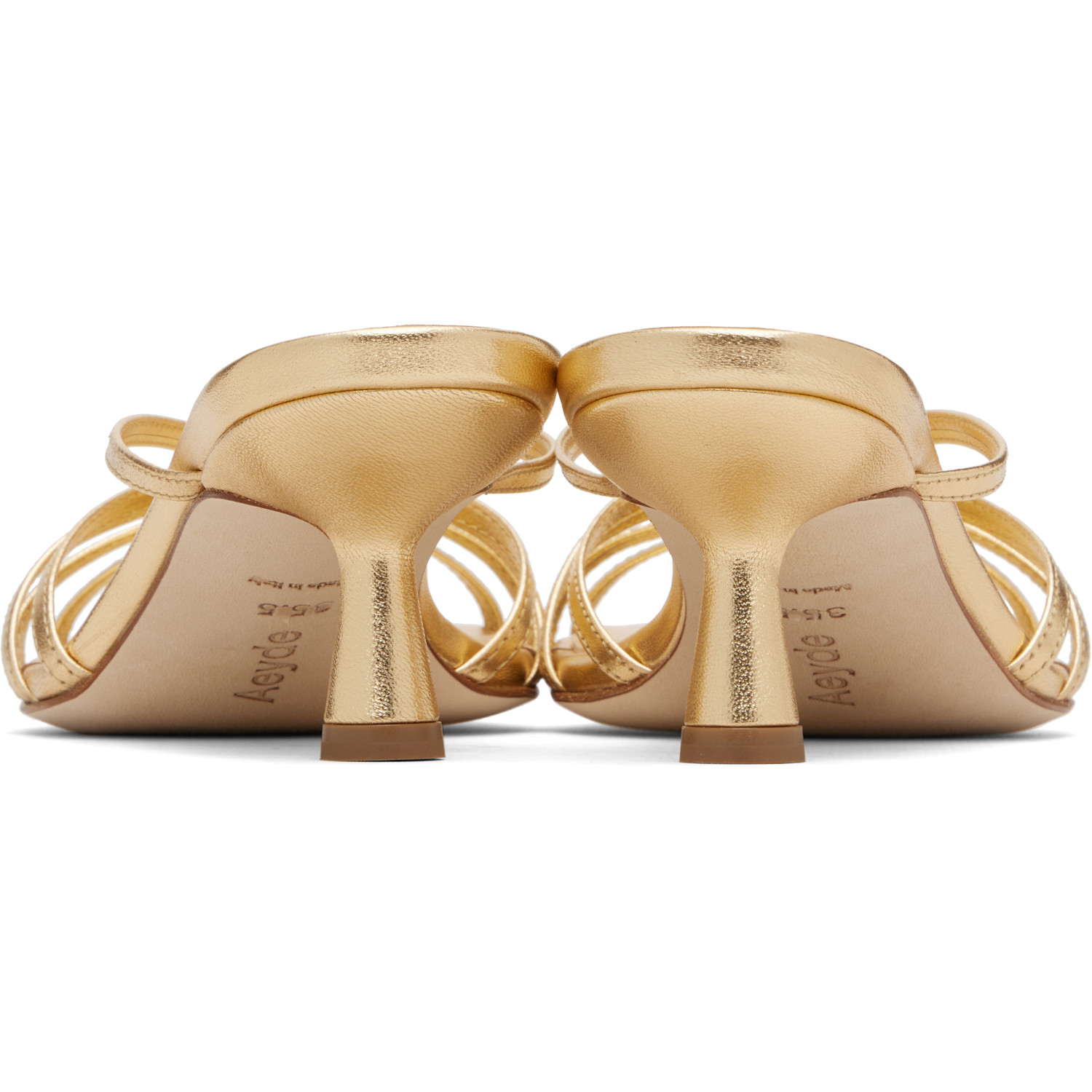  Aeyde Gold Abby Leather Heeled Sandals 