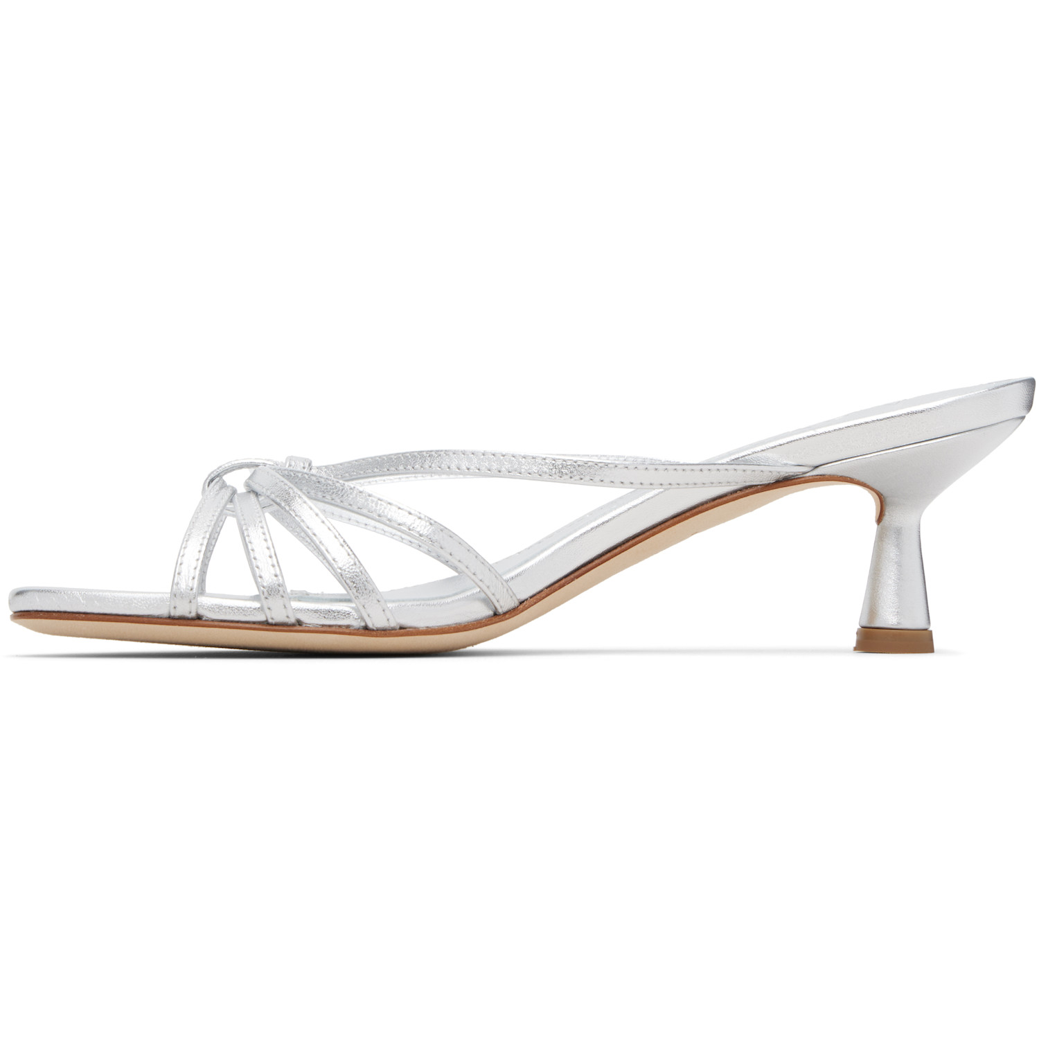  Aeyde Silver Abby Leather Heeled Sandals 