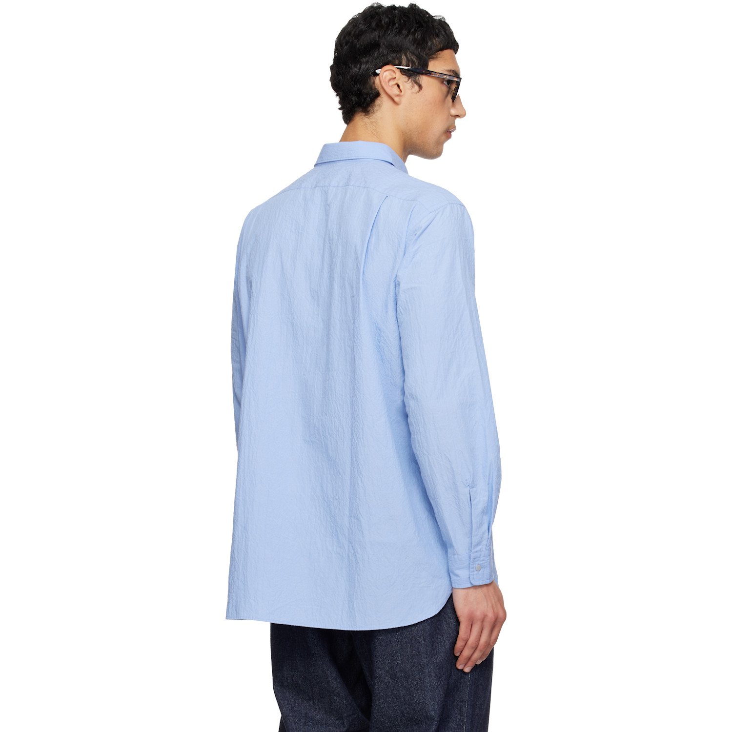  Nanamica Blue Regular Collar Wind Shirt 