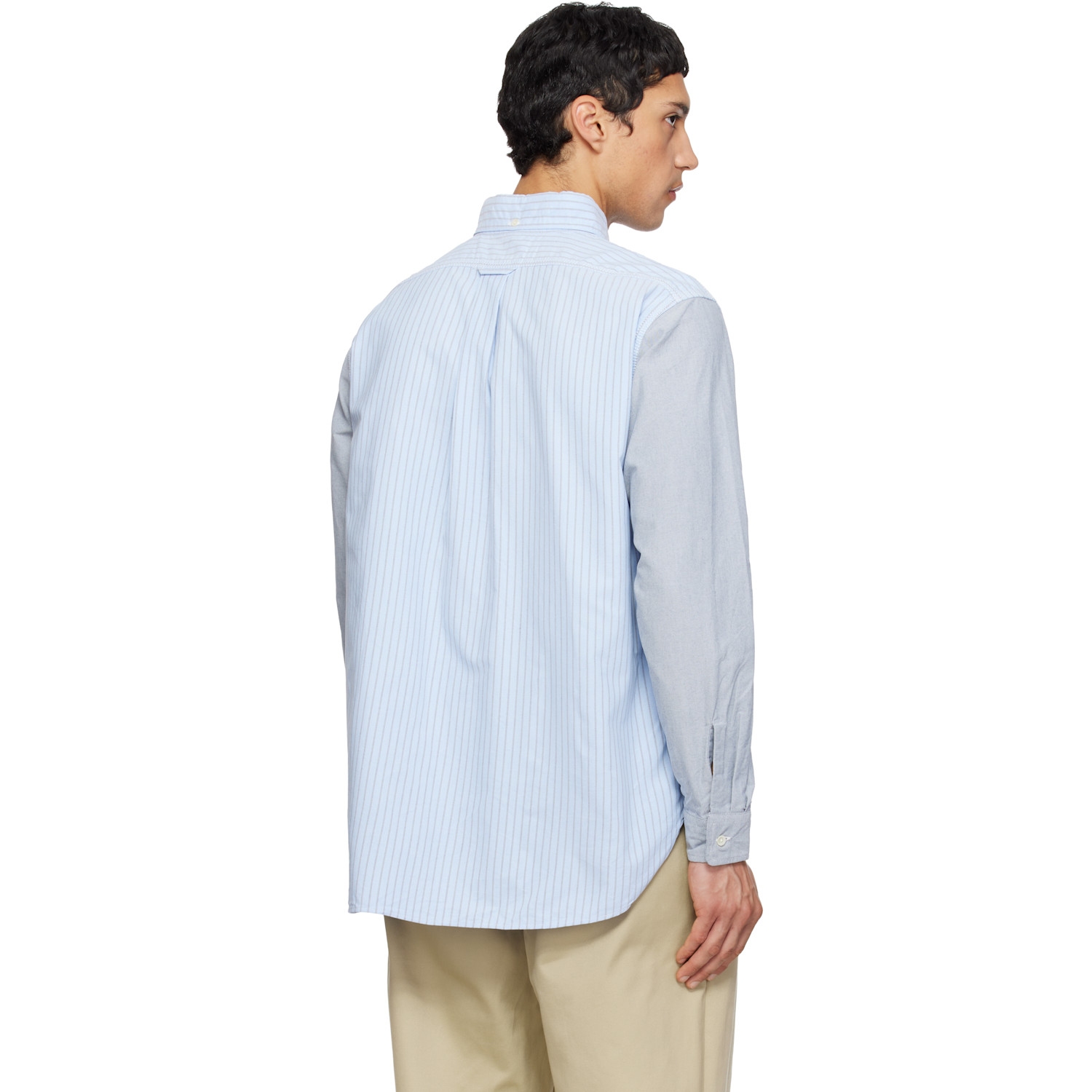  Nanamica Blue & Gray Button Down Stripe Storm Shirt 