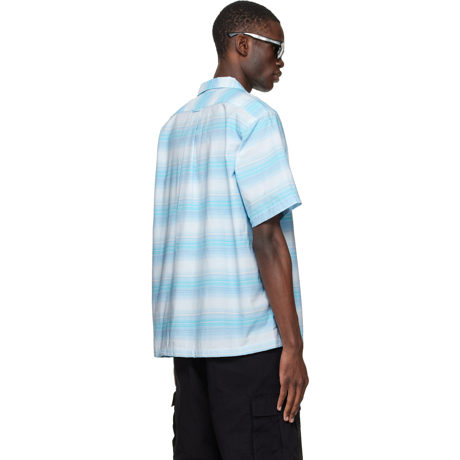  Nanamica Blue Open Collar Pique S/s Shirt 