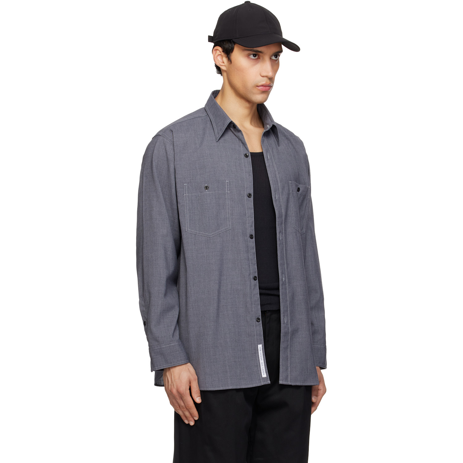  Nanamica Gray Polyester Wool Field Shirt 