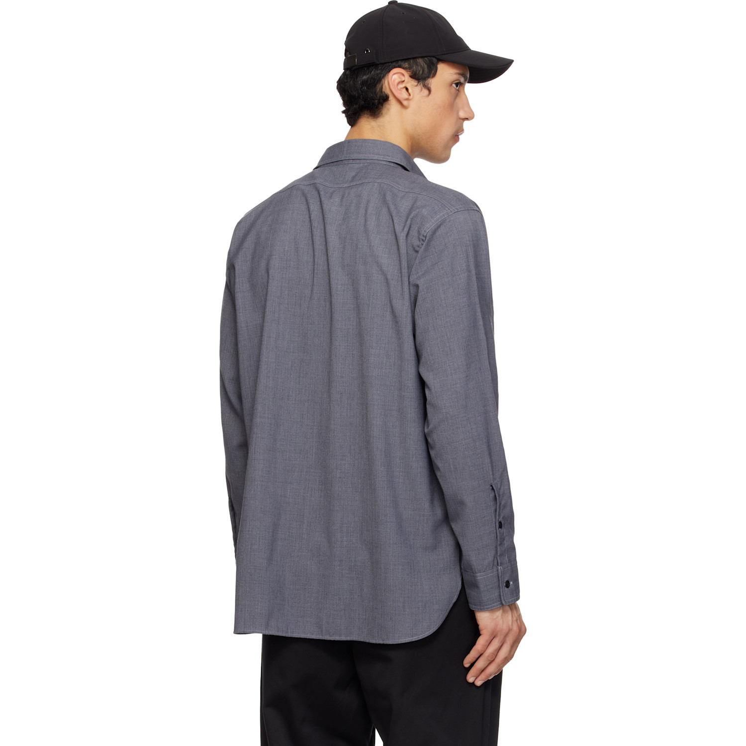  Nanamica Gray Polyester Wool Field Shirt 