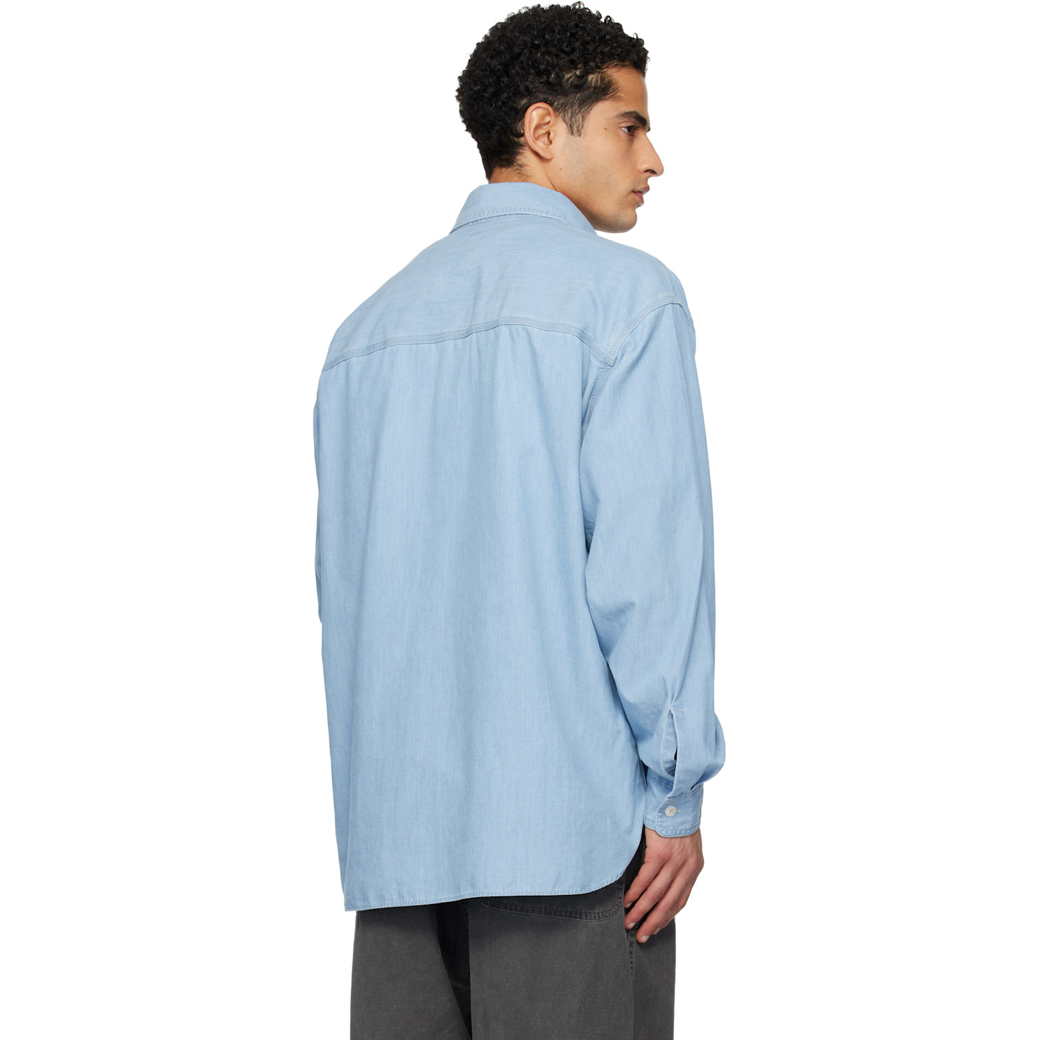  Nanamica Blue Ooal Regular Collar Chambray Shirt 