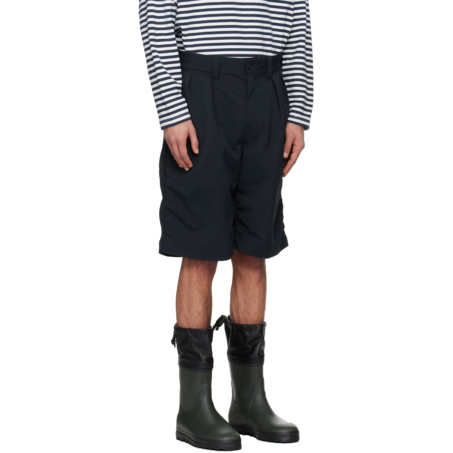  Nanamica Navy Ooal Alphadry Double Pleat Shorts 