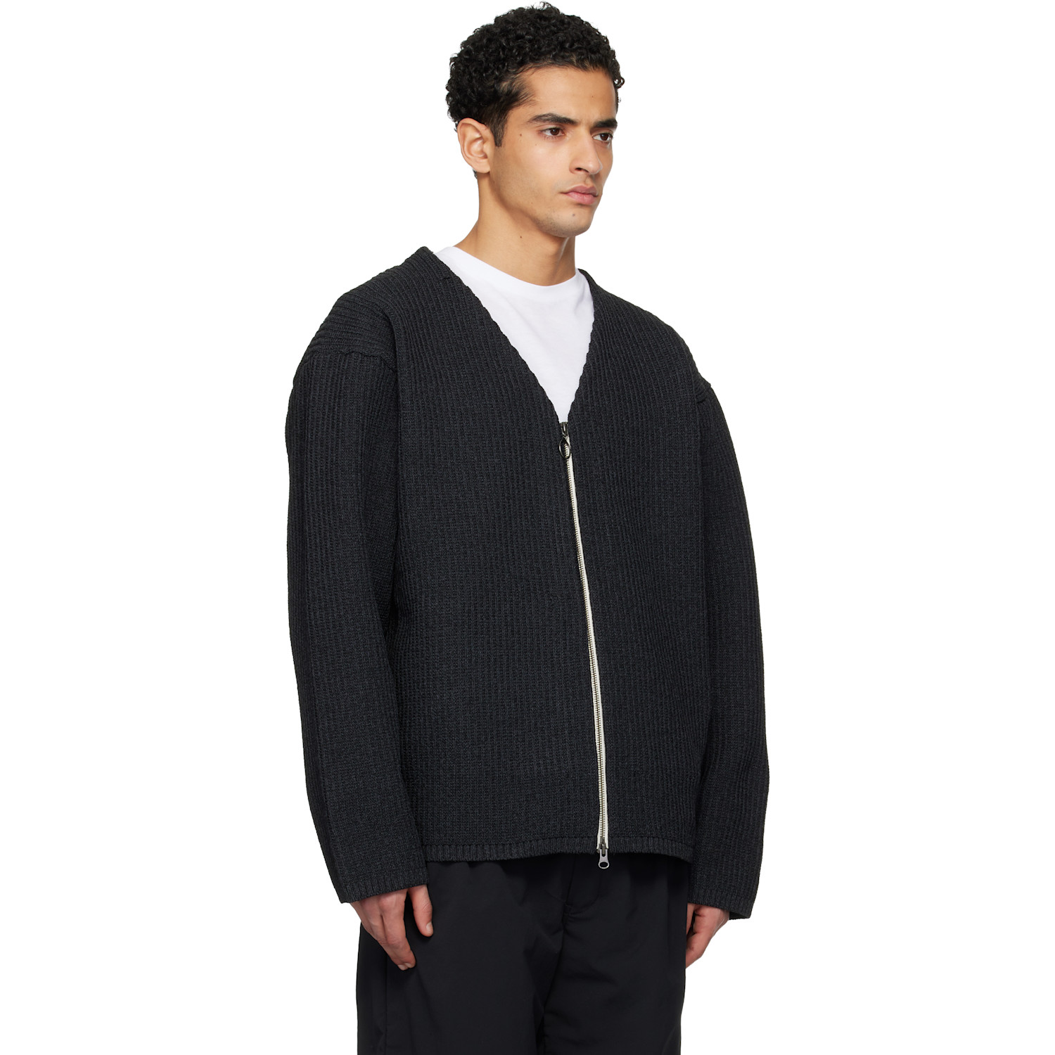  Nanamica Black Ooal 5g Zip Cardigan 