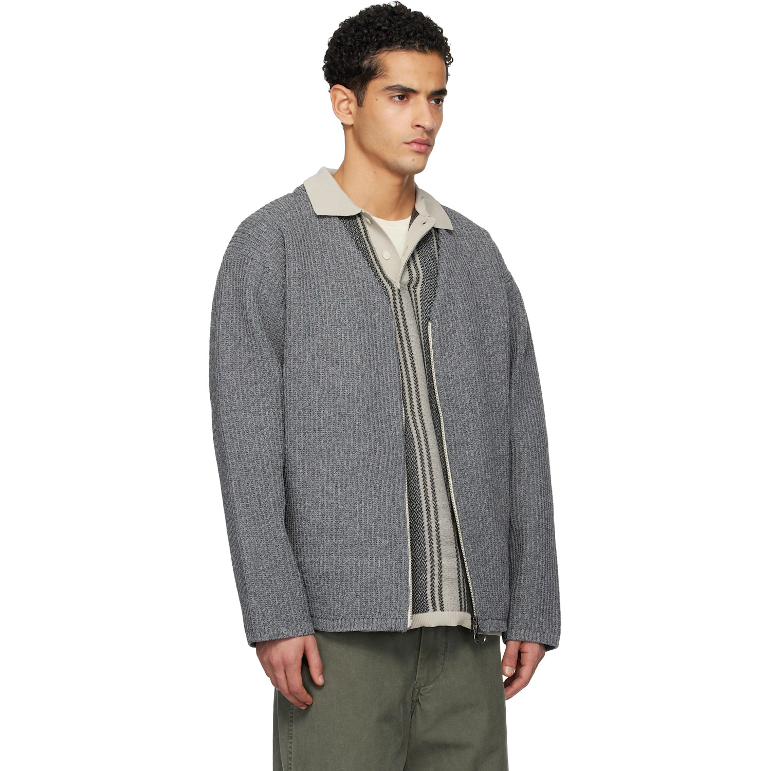  Nanamica Gray Ooal 5g Zip Cardigan 