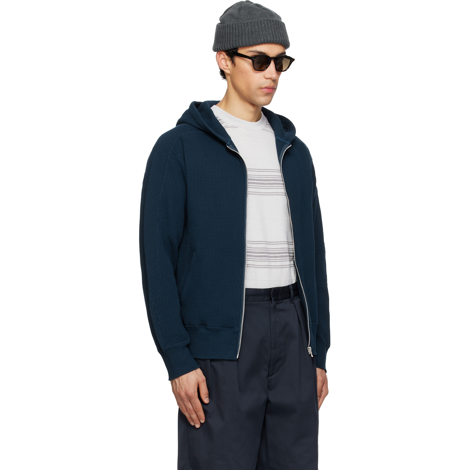  Nanamica Navy Zip-up Thermal Hoodie 