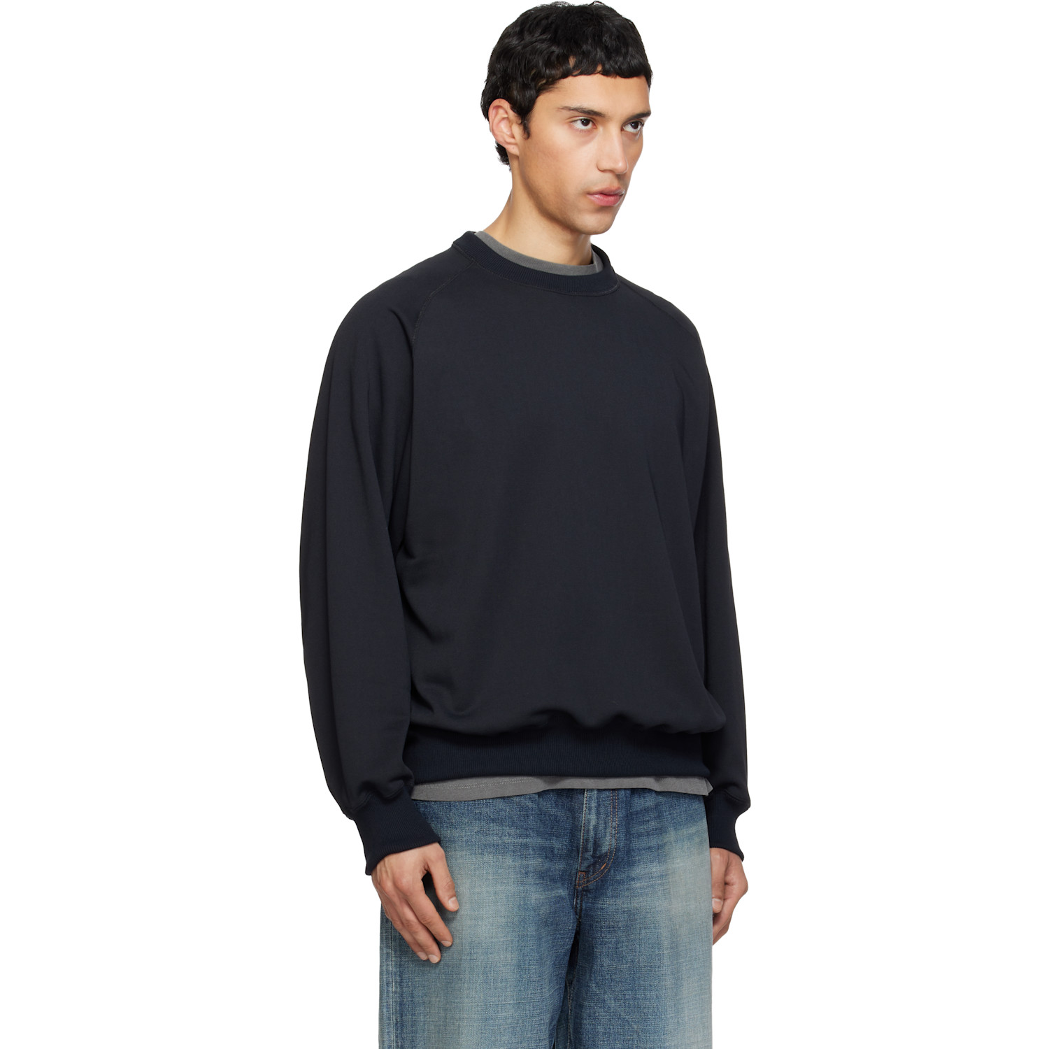  Nanamica Black Polyester Pile Crew Neck Sweatshirt 