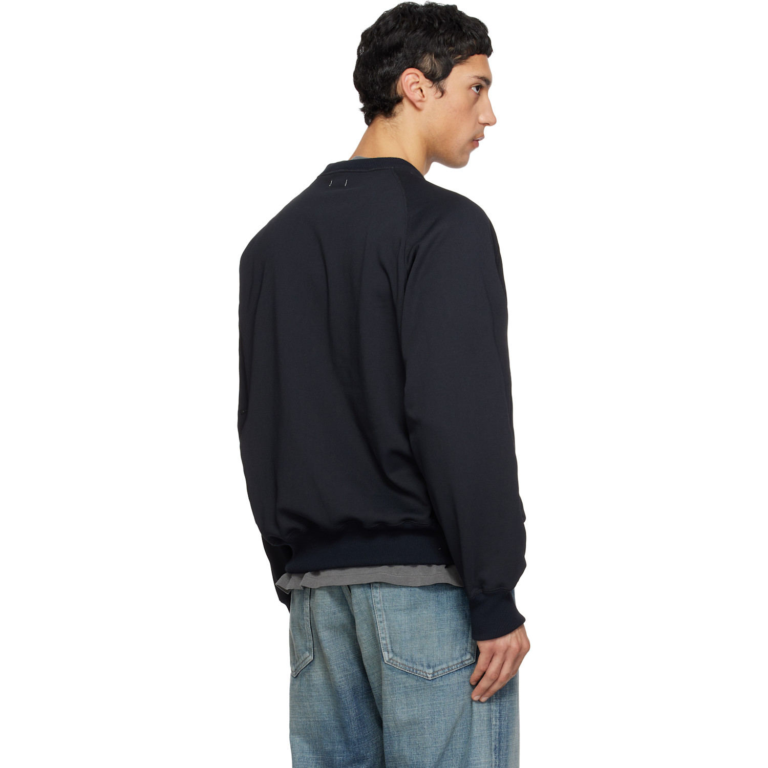  Nanamica Black Polyester Pile Crew Neck Sweatshirt 