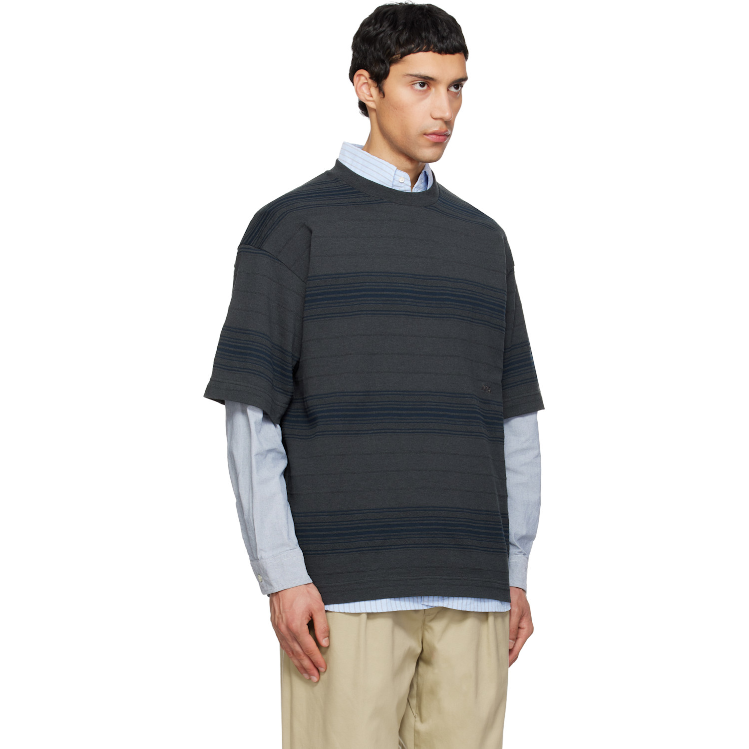  Nanamica Gray Stripe T-shirt 