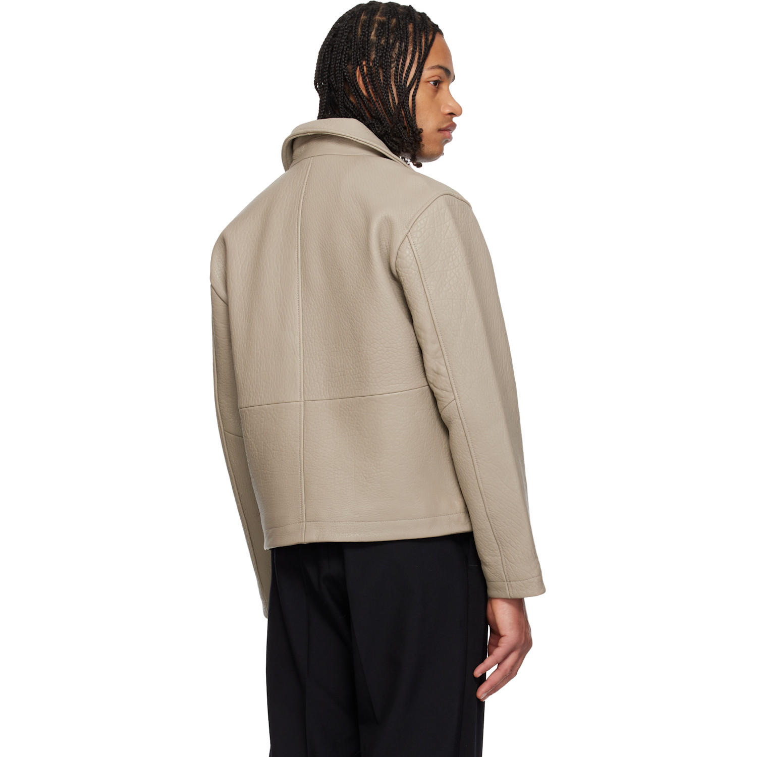  Sunflower Taupe Short Leather Jacket 
