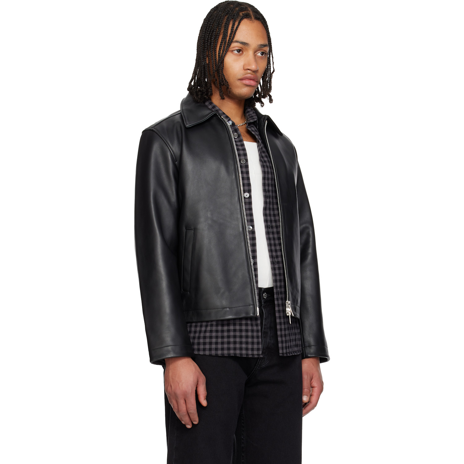 Sunflower Black Short Leather Jacket 