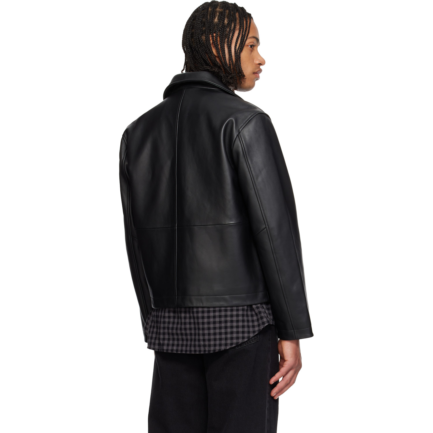  Sunflower Black Short Leather Jacket 