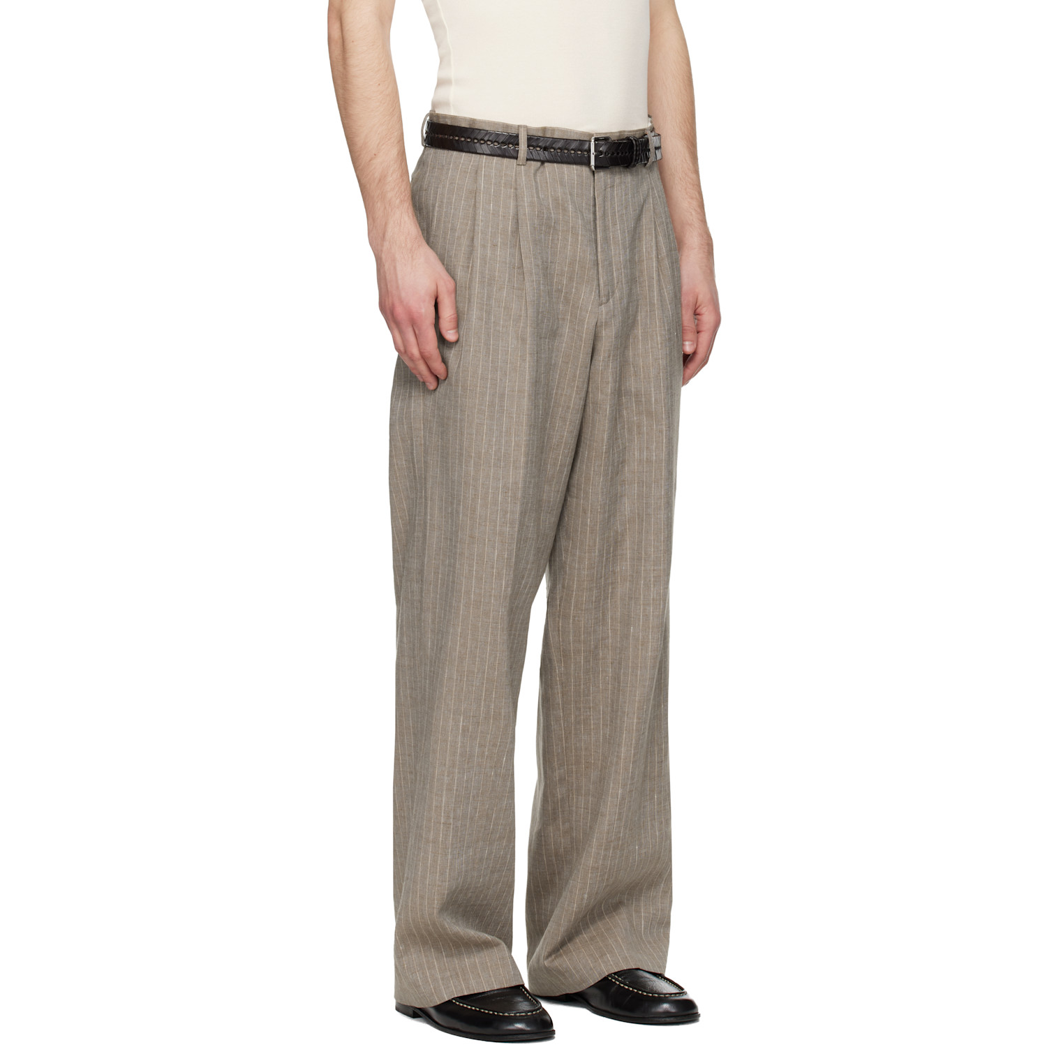  Sunflower Brown Wide Pleated Trousers 