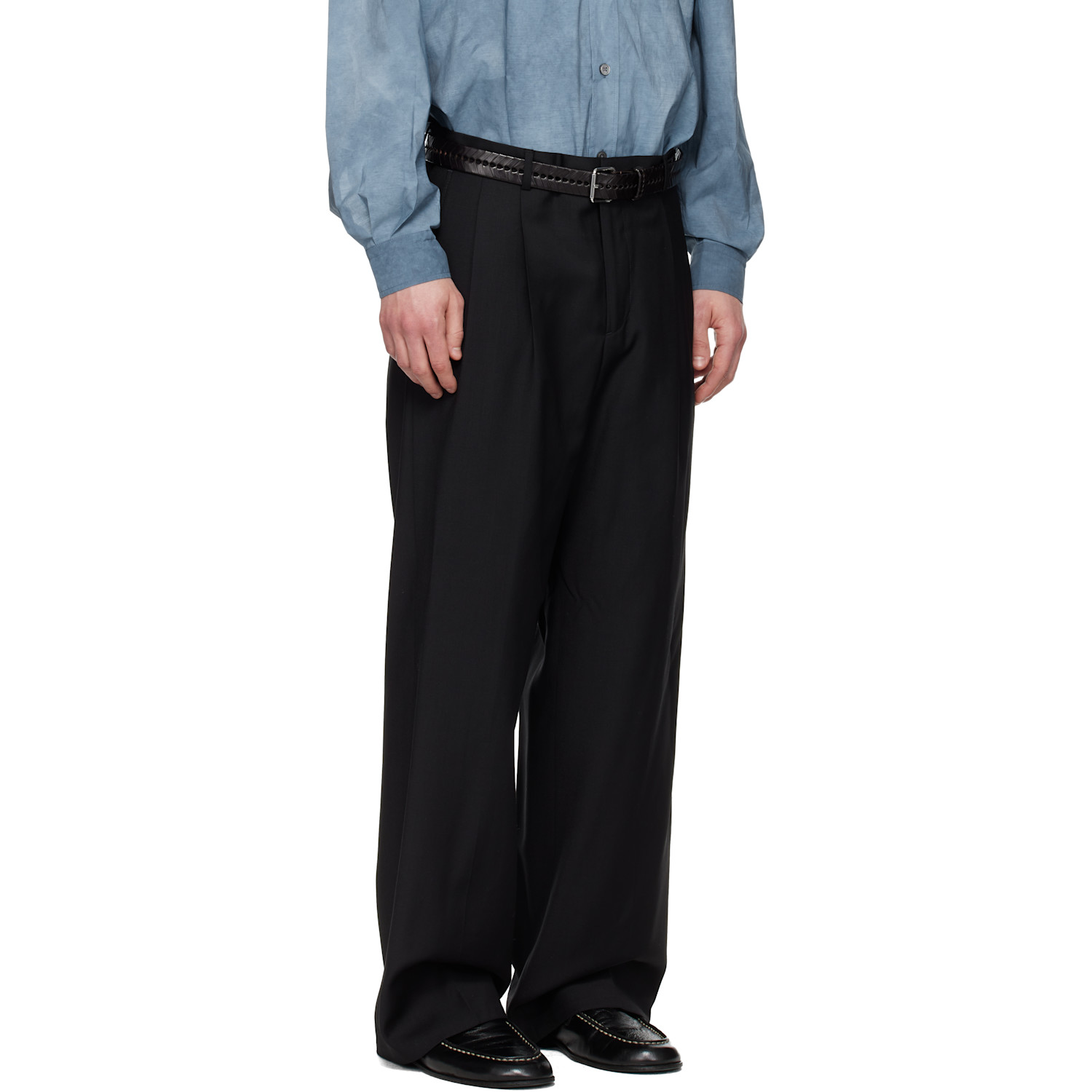 Sunflower Black Wide Pleated Trousers 