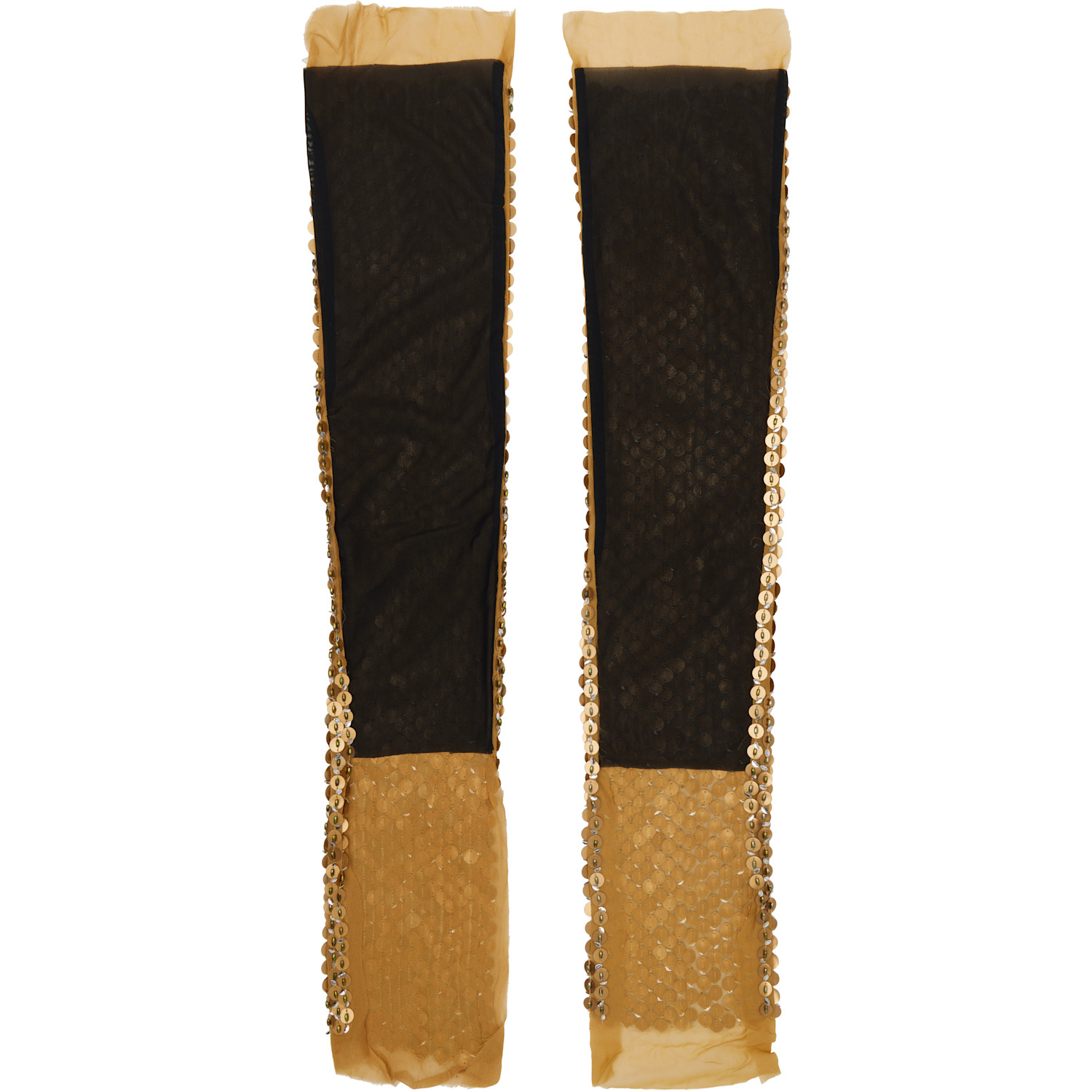  Edward Cuming Brown Hand Embroidered Sequin Leg Warmers 
