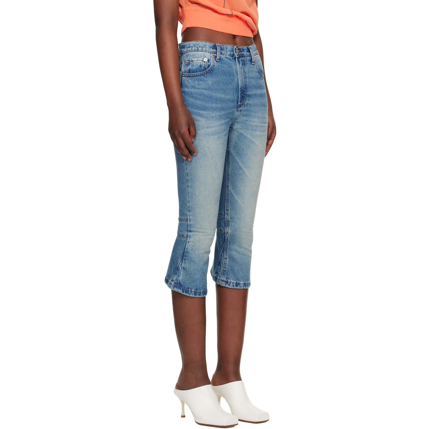  Edward Cuming Blue Knee Jerk Capri Denim Shorts 