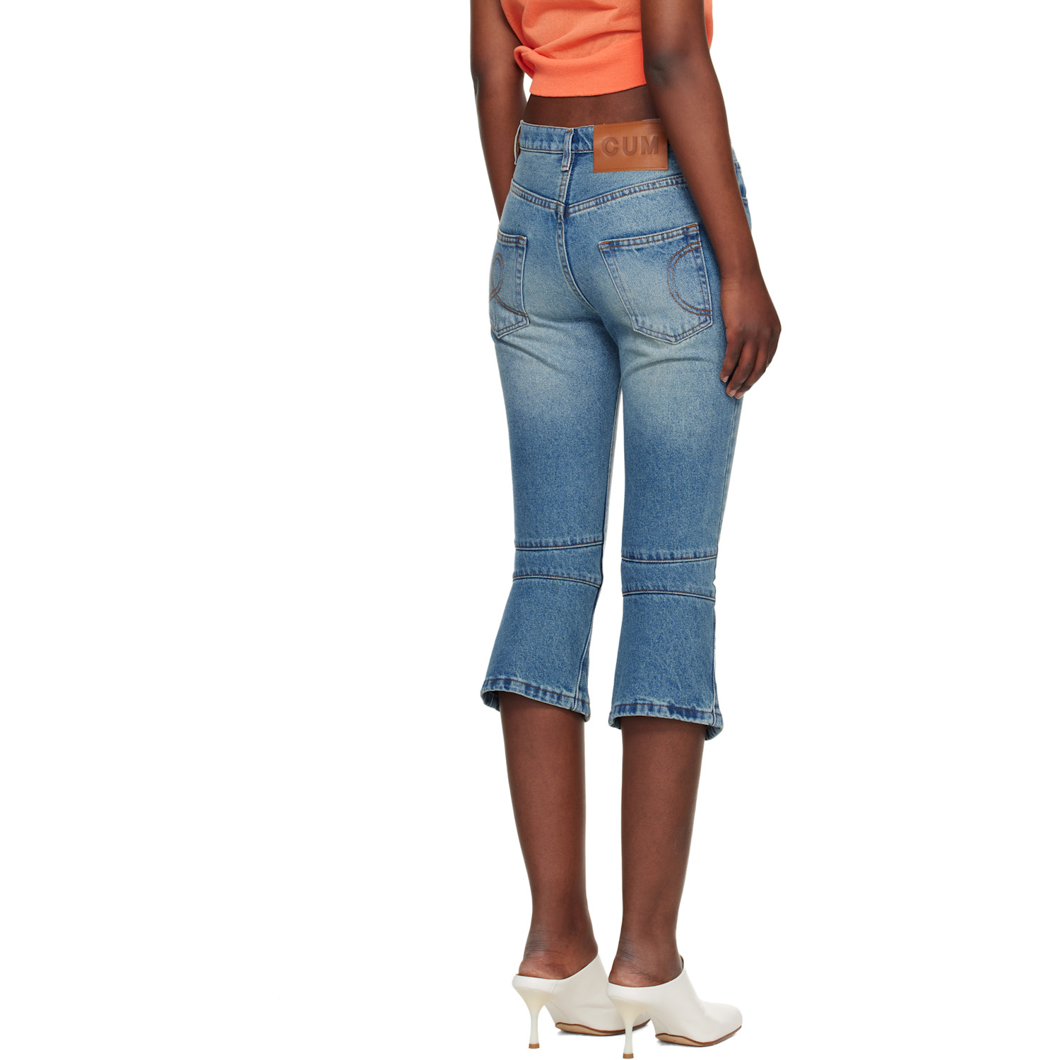  Edward Cuming Blue Knee Jerk Capri Denim Shorts 