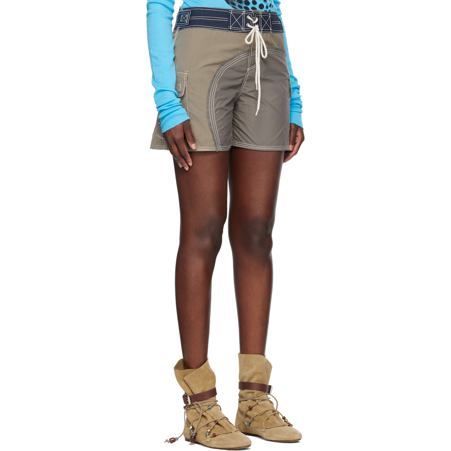  Edward Cuming Gray Half-moon Swim Shorts 