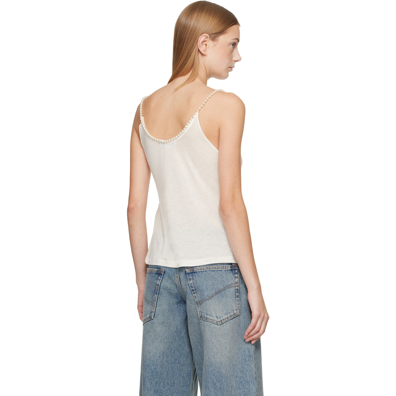  Stella Mccartney White Pearl Embroidery Top 