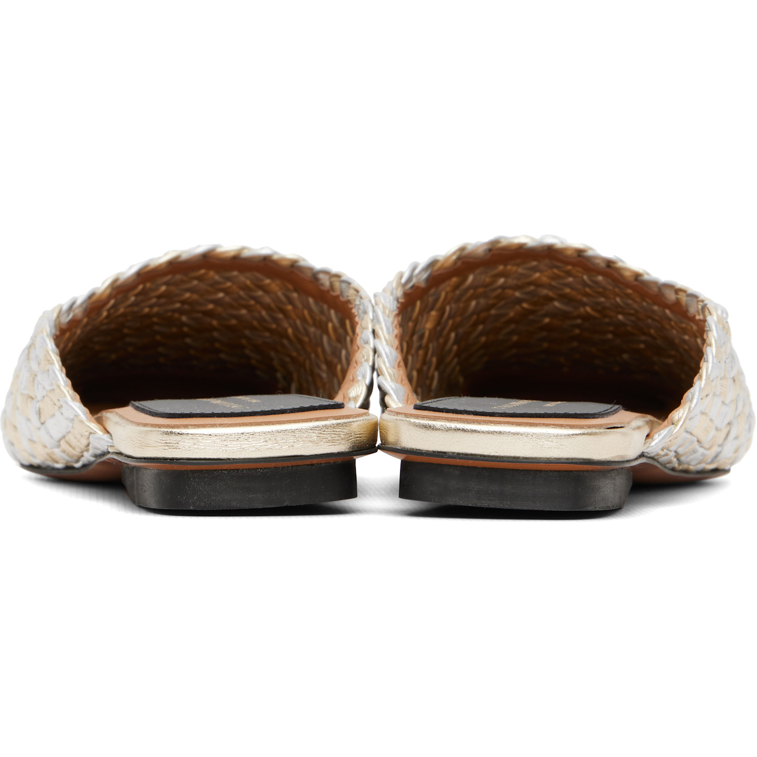  Stella Mccartney Silver & Gold Metallic Woven Slip-on Loafers 