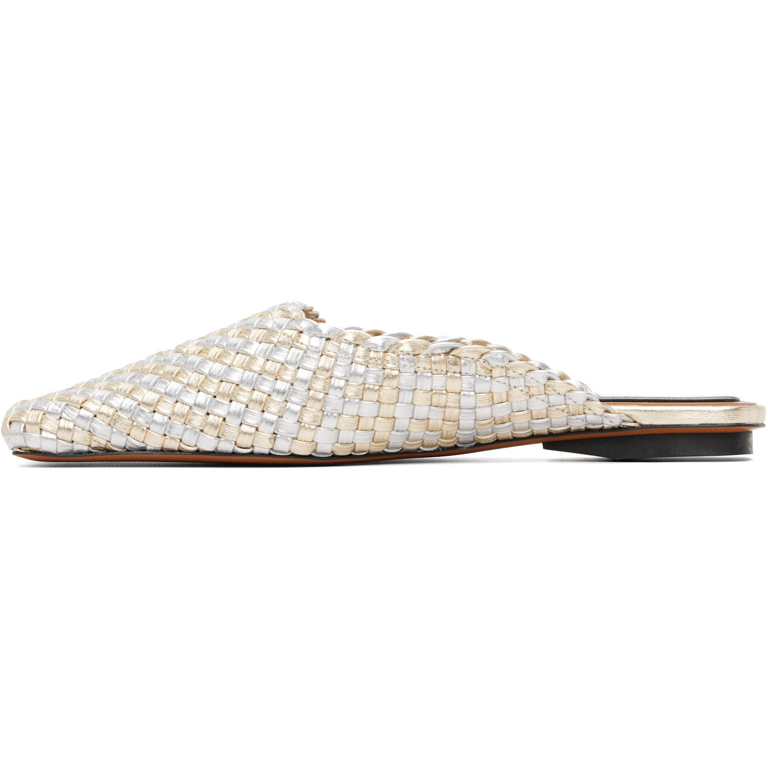  Stella Mccartney Silver & Gold Metallic Woven Slip-on Loafers 