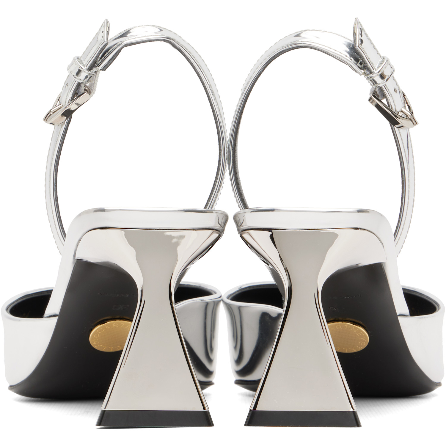  Stella Mccartney Silver Elsa Patent Slingback Heels 