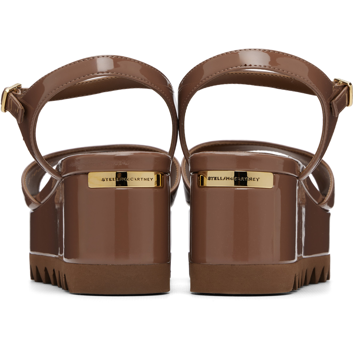  Stella Mccartney Brown Elyse Patent Platform Sandals 