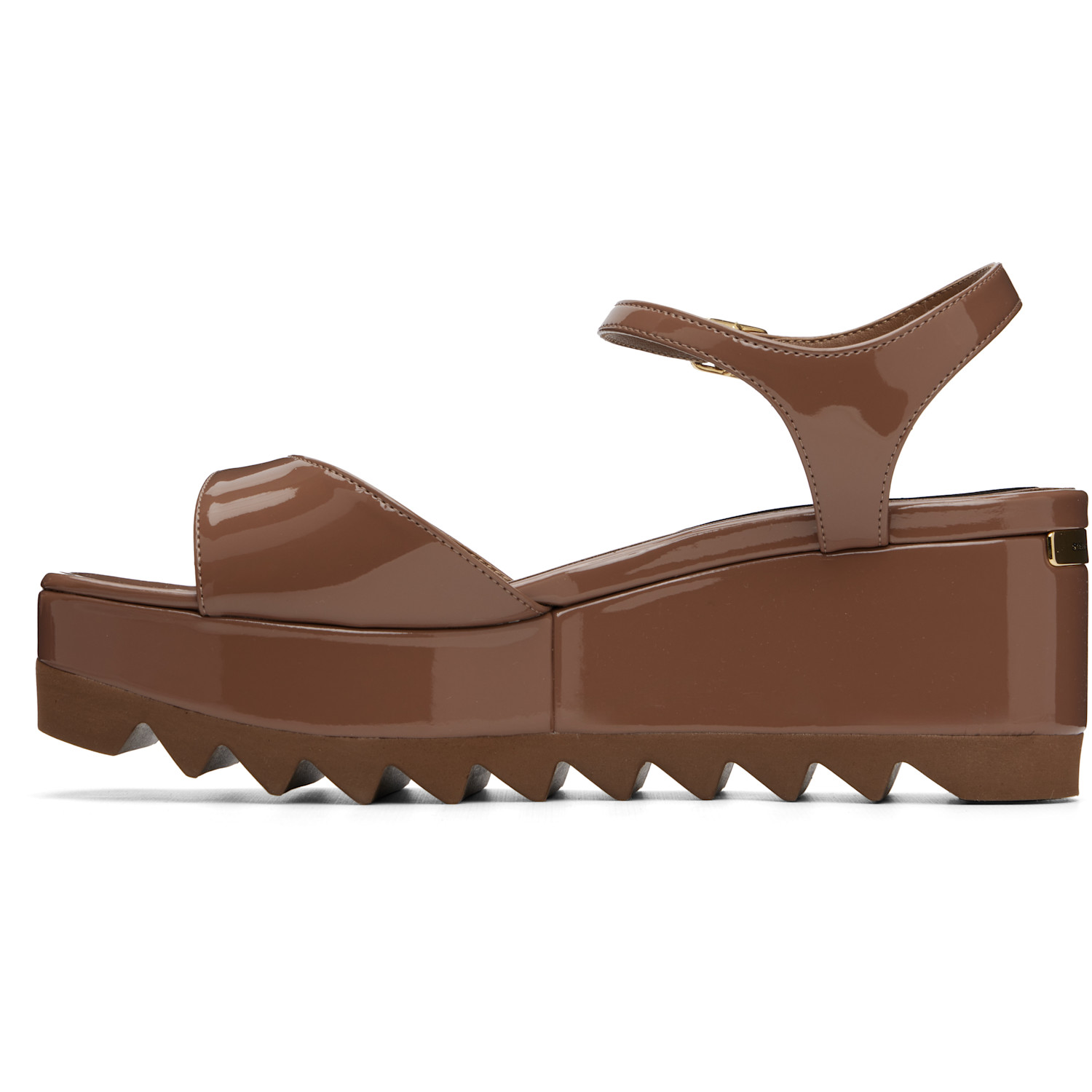  Stella Mccartney Brown Elyse Patent Platform Sandals 