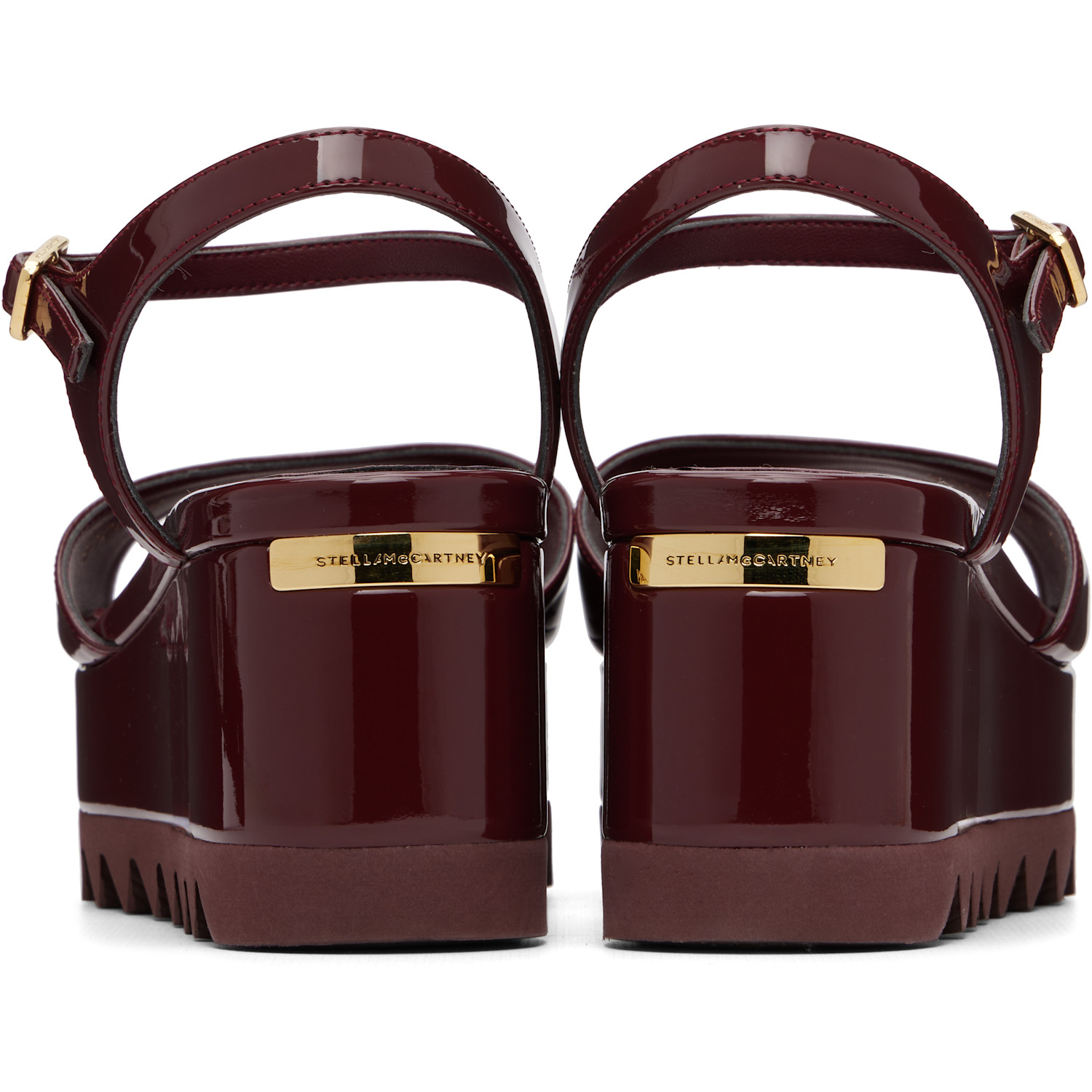  Stella Mccartney Burgundy Elyse Patent Platform Sandals 