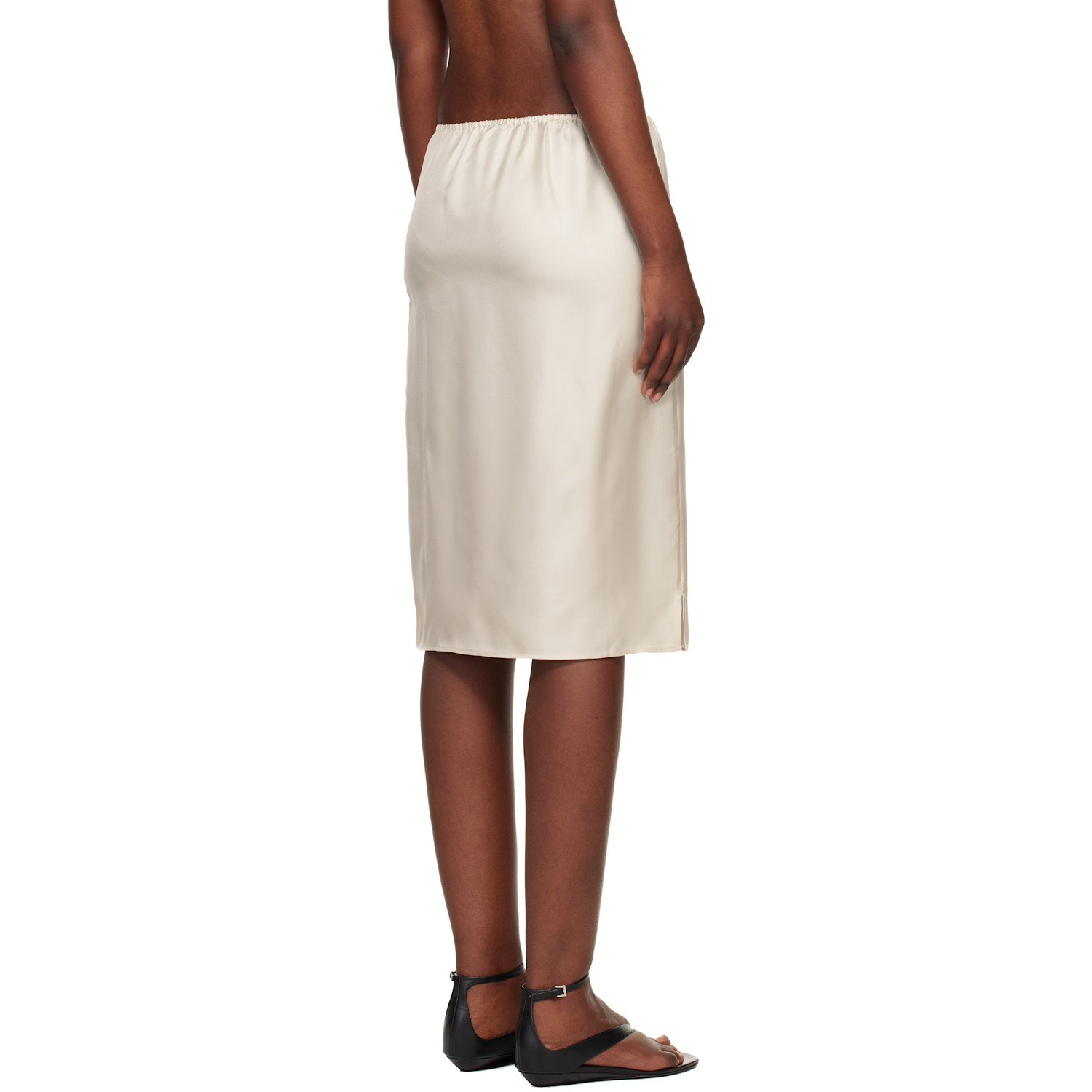  Loulou De Saison Off-white Vasali Silk Twill Midi Skirt 