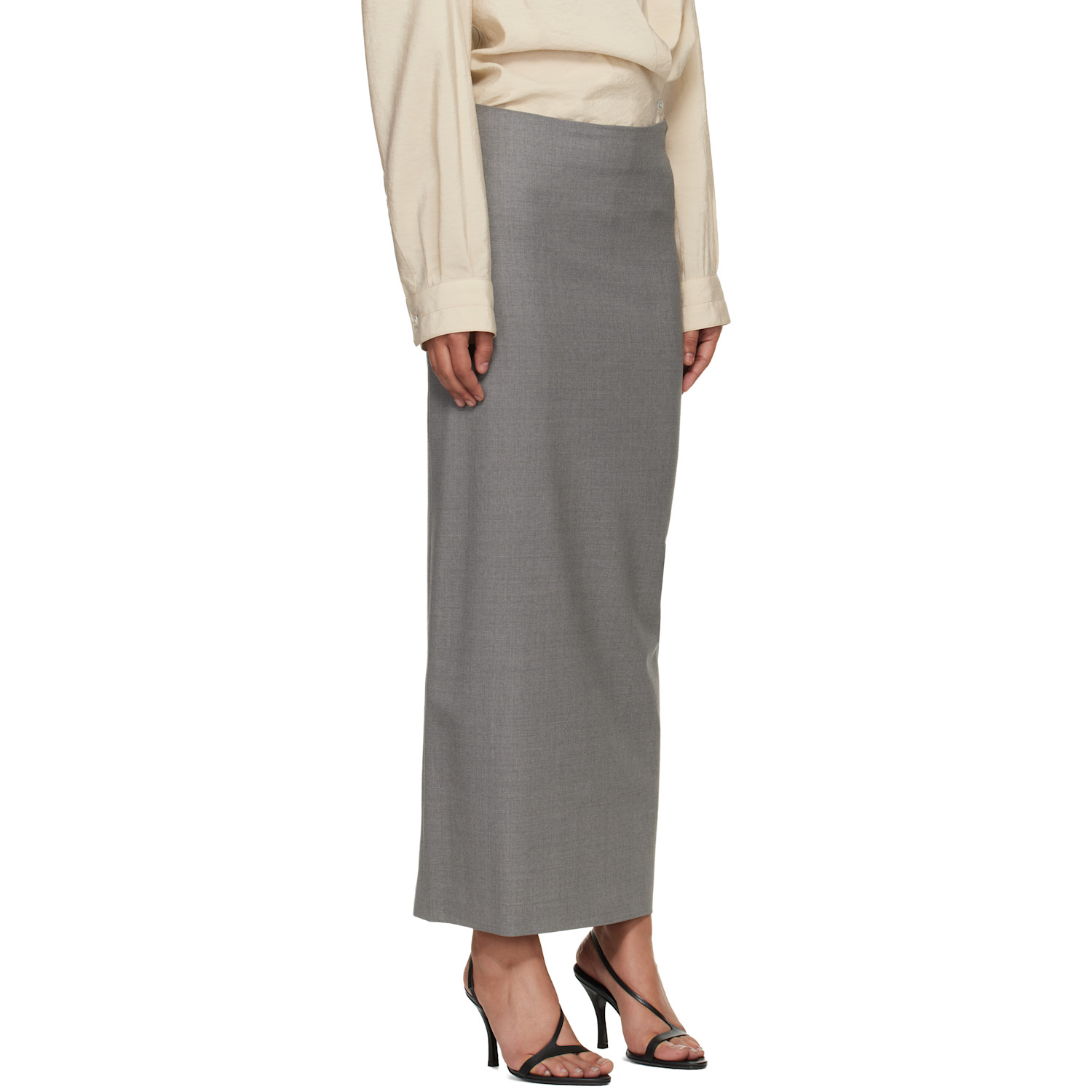  Loulou De Saison Gray Samos Lds Grain De Poudre Maxi Skirt 