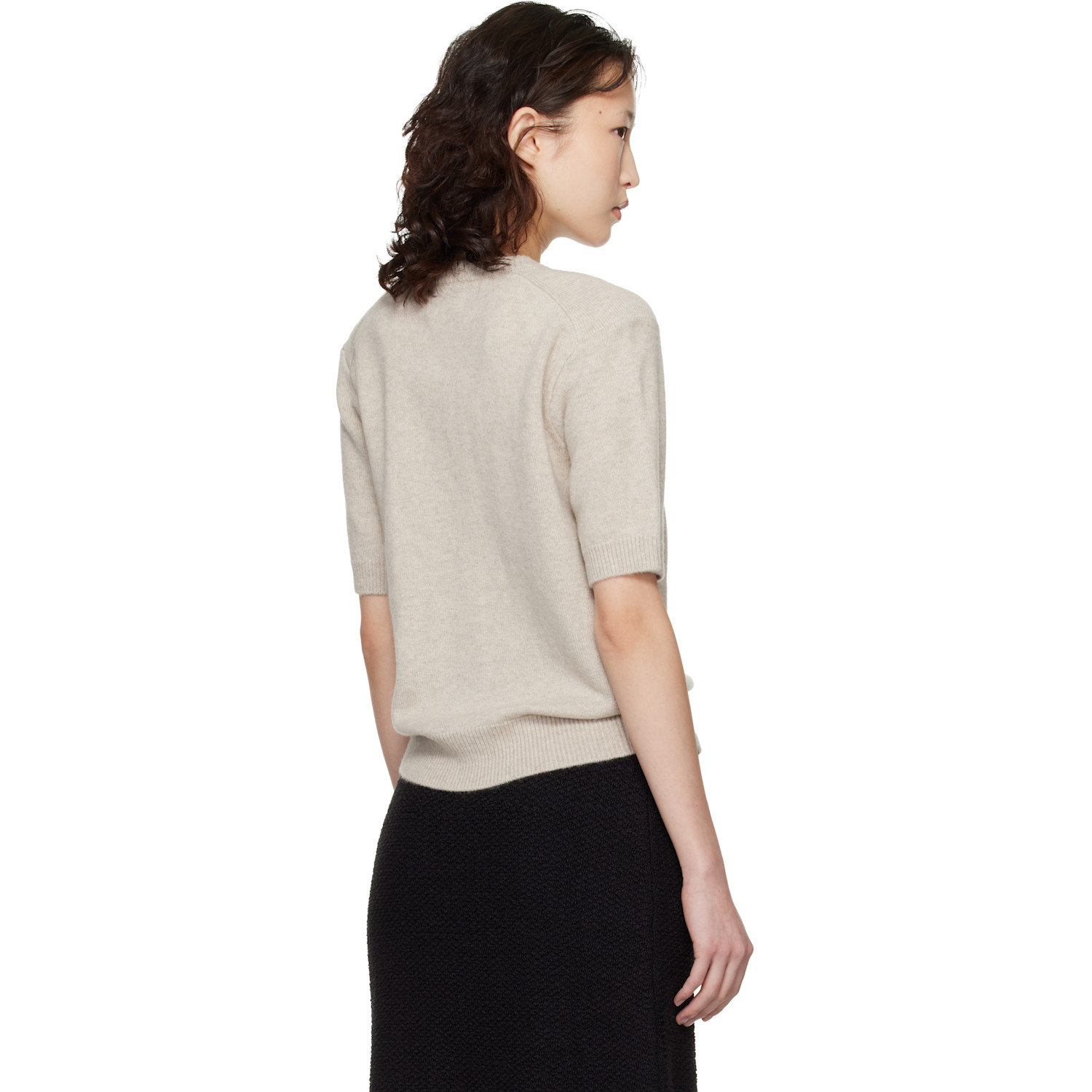  Loulou De Saison Beige Jodi Short-sleeve Cashmere Cardigan 
