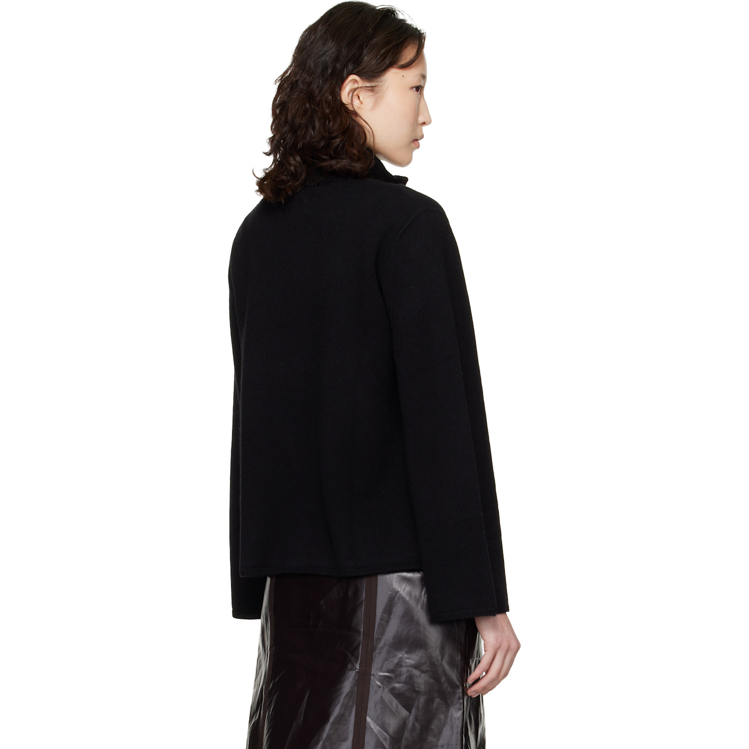  Loulou De Saison Black Gabi Zipped Cashmere Sweater 