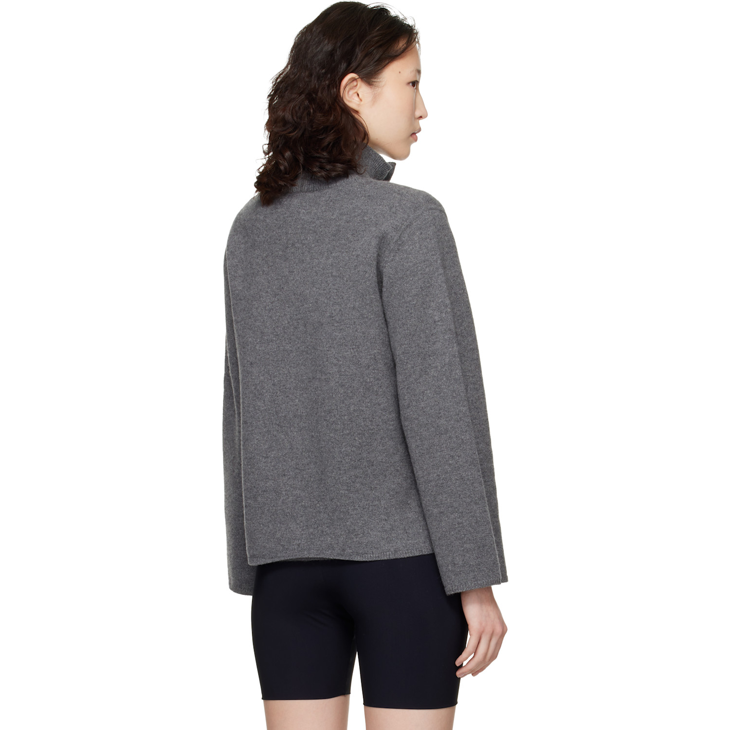  Loulou De Saison Gray Gabi Zipped Cashmere Sweater 
