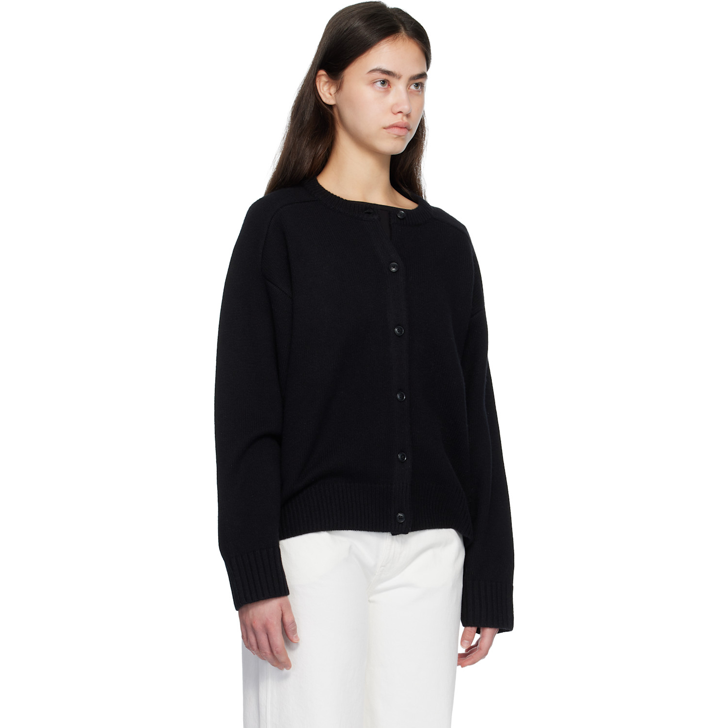  Loulou De Saison Black Aidar Lds Wool Cashmere Cardigan 