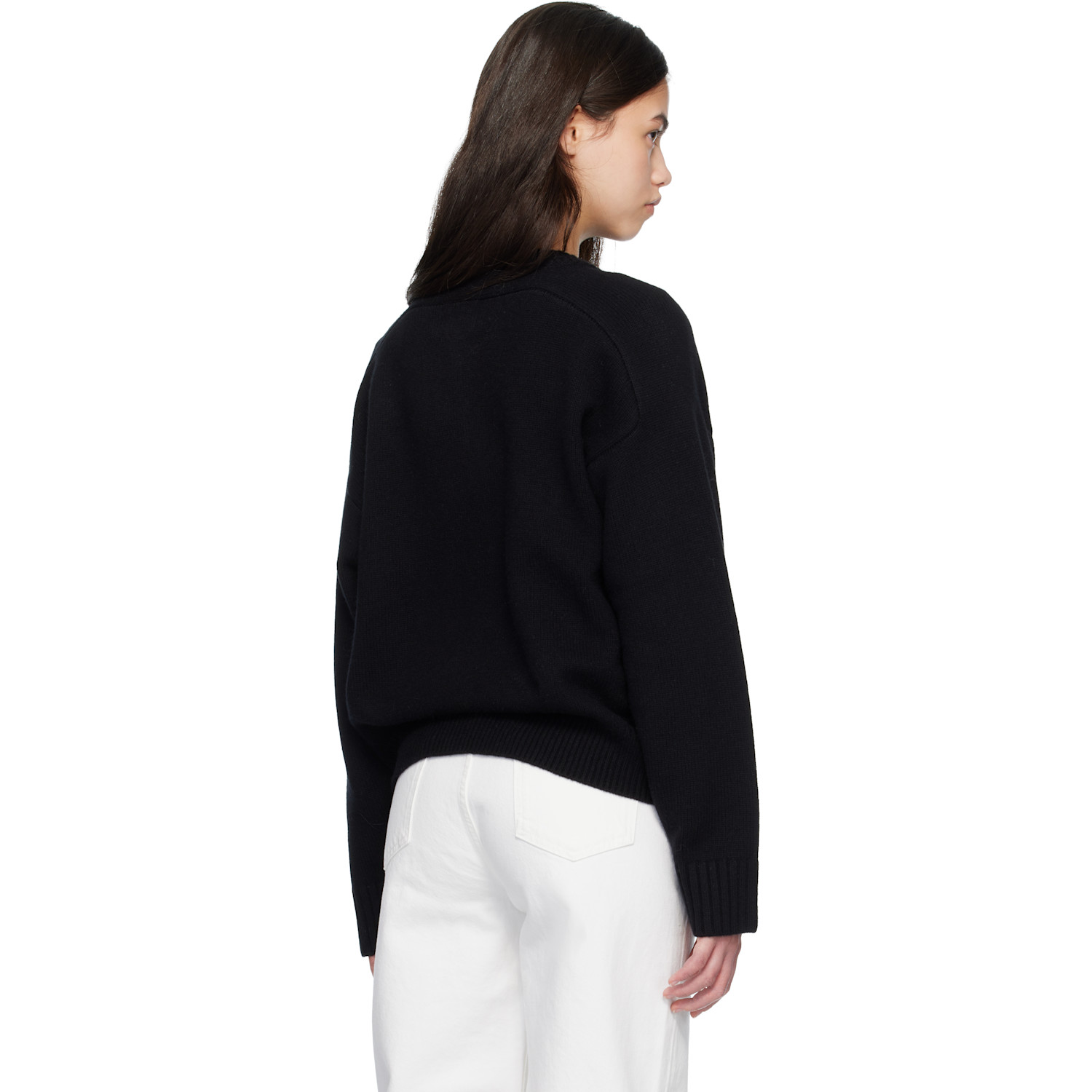  Loulou De Saison Black Aidar Lds Wool Cashmere Cardigan 
