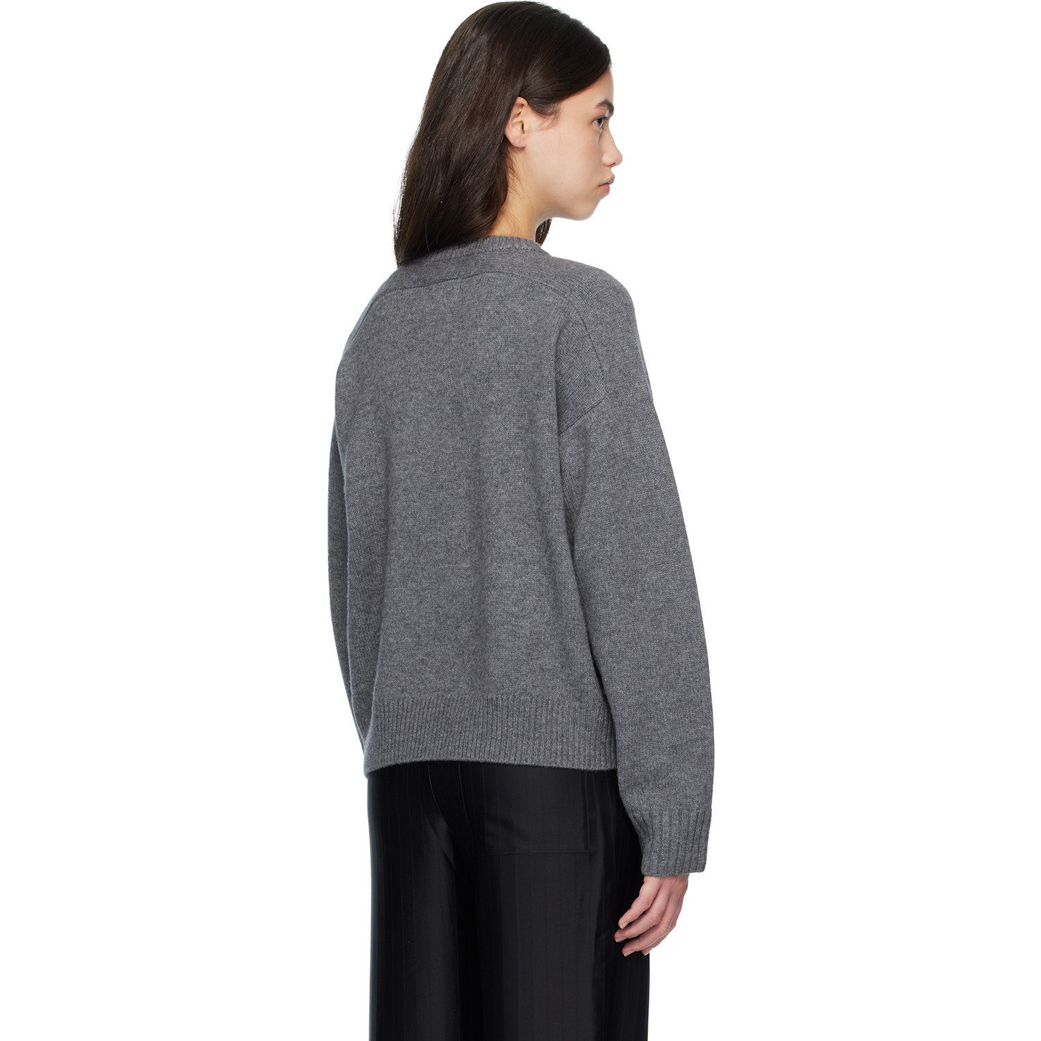  Loulou De Saison Gray Aidar Lds Wool Cashmere Cardigan 