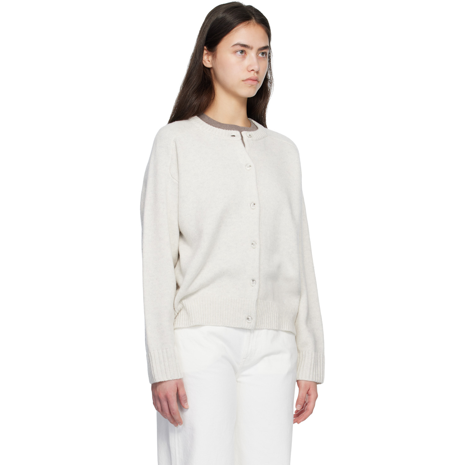  Loulou De Saison Gray Aidar Lds Wool Cashmere Cardigan 